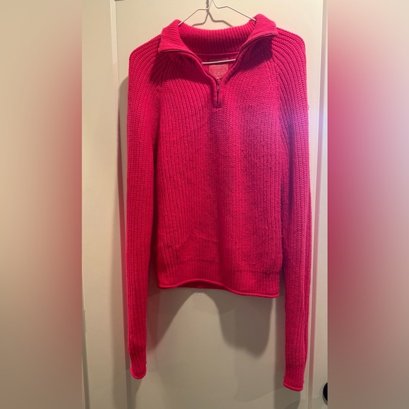 loveforhumanity Sweaters - Love For Humanity Bright Pink Half Zip Knit Sweater Size M